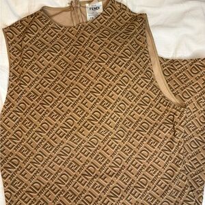 Fendi x Skims Beige Logo Patterned romper